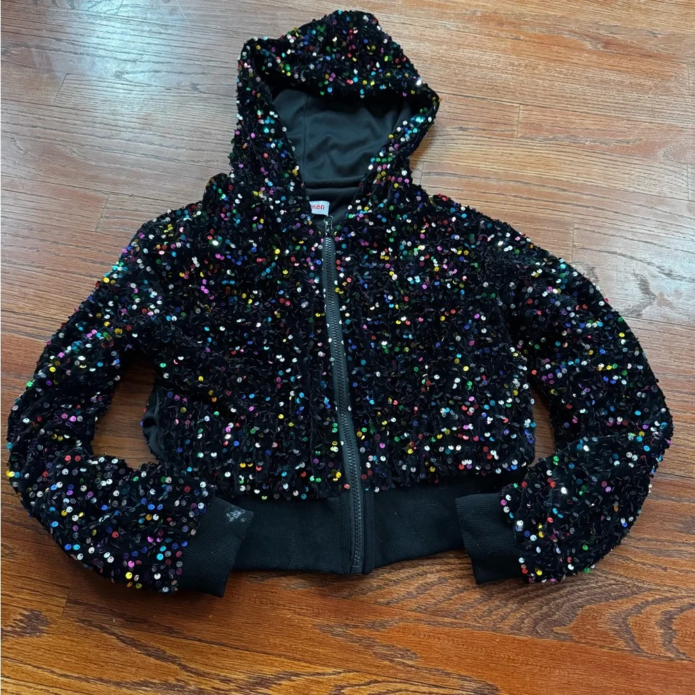 Rainbow Sequin Kids Dance jacket and skort - Picture 6 of 8